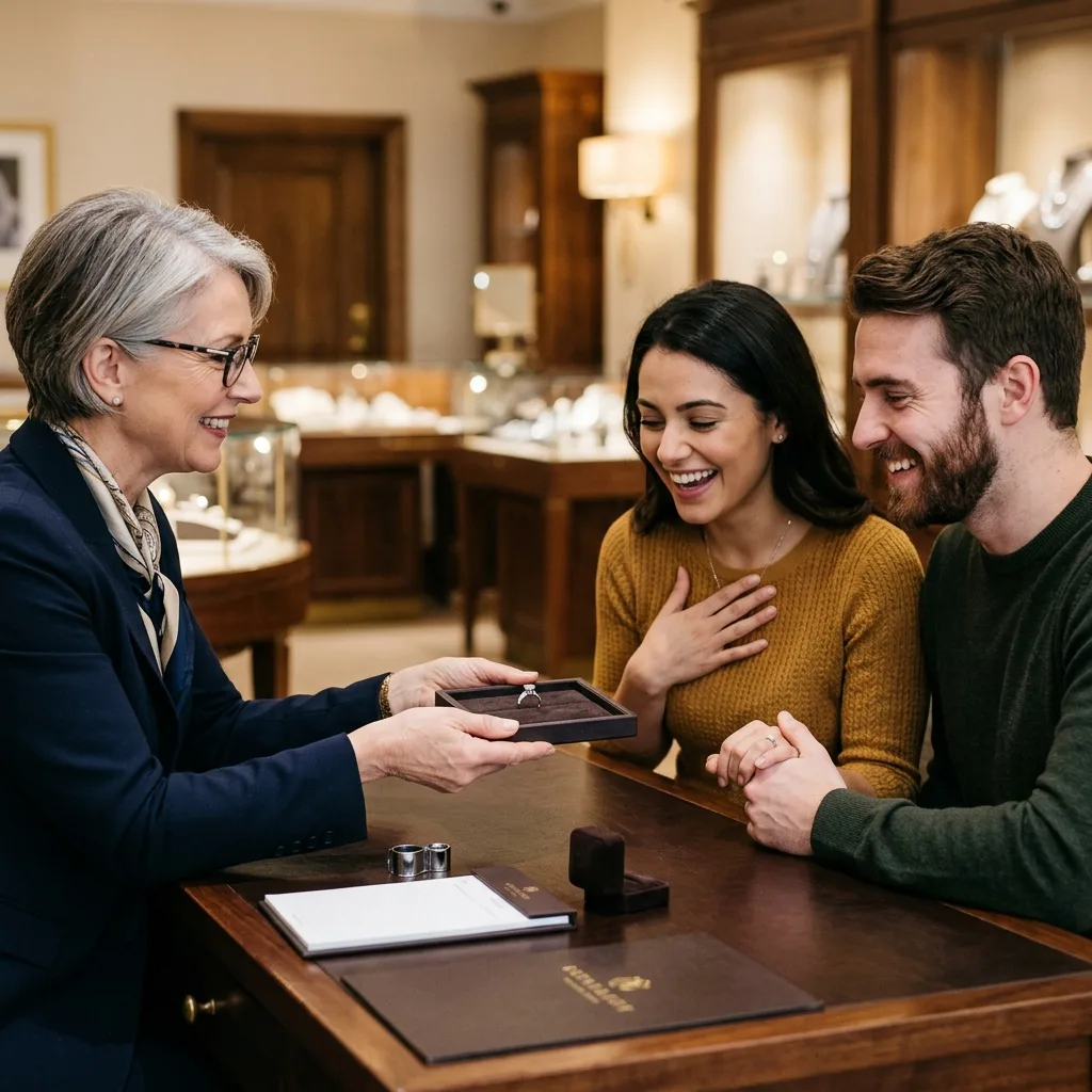 Couple viewing an engagement ring