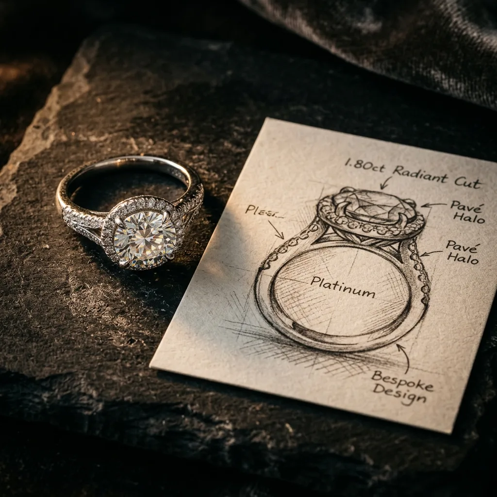 Custom Jewelry Design sketch and ring